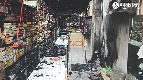 Fire damage to a ready-made garment shop on Agra Road in the city.