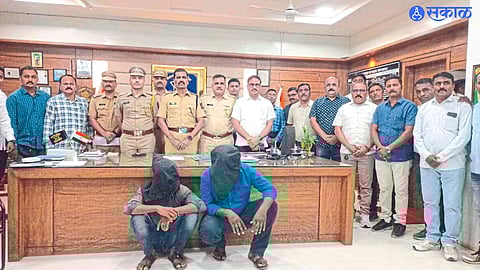 Dhule: Police officers and a team of staff present with the suspects in custody in the Bagul murder case.