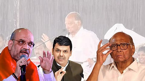 SHarad Pawar, Devendra Fadnavis and Amit Shah