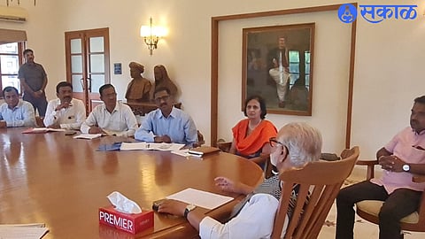 Former minister Chhagan Bhujbal while guiding the meeting of officials on Friday to realize silk park in Yevla.