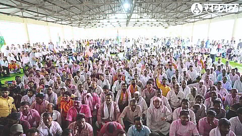 The crowd at the victory meeting held on Sunday at the Bazaar Committee premises of the Farmer Development Panel in the market committee elections.