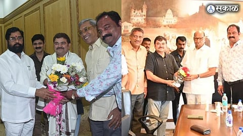 akhil bharatiya marathi natya parishad newly elected president prashant damle meets sharad pawar and cm eknath shinde