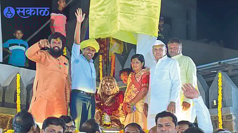 MLA Mangesh Chavan at ceremony of Punyashlok Ahilya Devi Holkar Memorial Restoration work at Town Hall