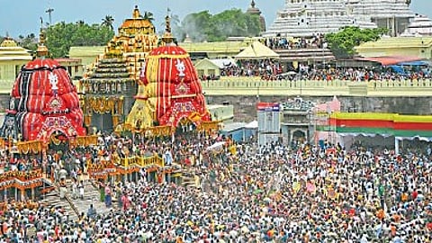 rath yatra gets underway in puri after series of rituals of three deities