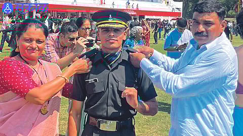 Aakash Kakad, who joined national service as a lieutenant, along with his family.