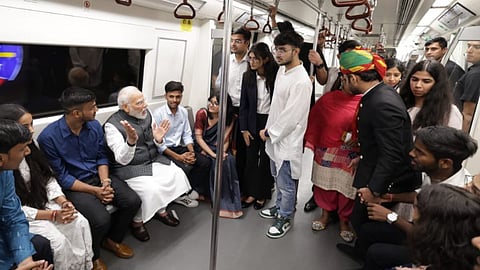 PM Modi in Delhi Metro