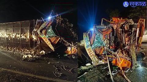 Kasara: Vehicles involved in a freak accident involving an Eicher, a small elephant and a pick-up at a ghat.