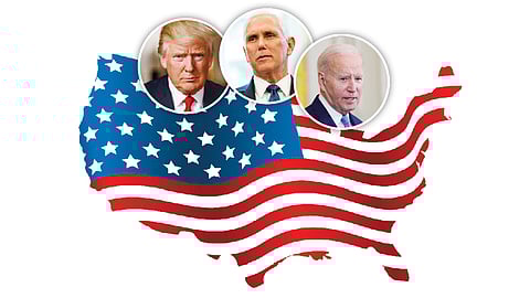 america donald trump, mike pence and joe biden