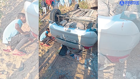 Navalnagar: Car crashed under the bridge.