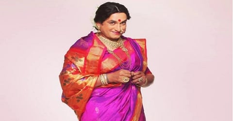 new look of prasad oak in navvari sari marathi rangbhoomi din occasion