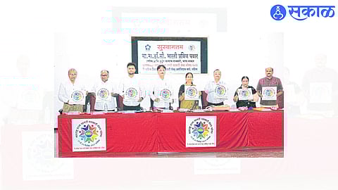 Dignitaries unveiling the insignia of the cooperation conference to be held in Nashik in December