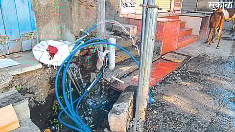 Chalisgaon: Waste water from the open water channels of the new scheme in the city.