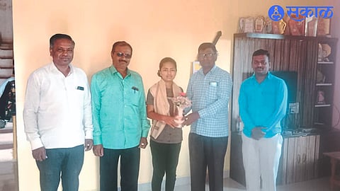 While felicitating meritorious students, Principal C. B. Cultivators and teachers