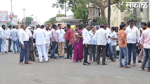 Nashik Road: Crowd outside the five-year election polling station of Nashik Road Devalali Traders Bank