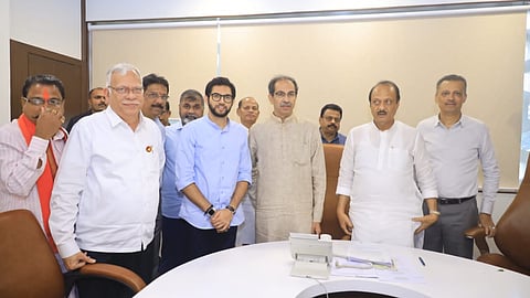 Uddhav Thackeray meet Ajit Pawar first time After NCP Crisis with Aditya Thackeray political news