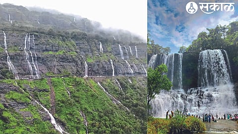 Tourists throng to enjoy themselves in the water of the waterfall at Pahne Bari. Waterfalls flowing from the hills of Brahmagiri enthrall the tourists with a panoramic view of nature.