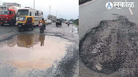 The highway passing through the city, which was built a year and a half ago, is full of potholes.