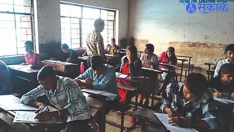 Students appearing for the examination at the center at Sinnar.