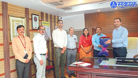 Officials welcoming newly joined Chief Executive Officer Ankit in Zilla Parishad.