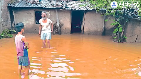 Flood water entering the house.