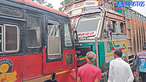bus and truck accident on on Pachora Mondhala road Jalgaon Accident News