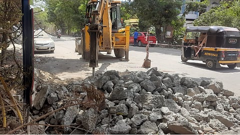 Concrete road digging