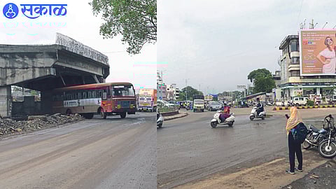 Accident site near Tarsod Fata on the highway and Akashvani Chowk of technically defective circle.