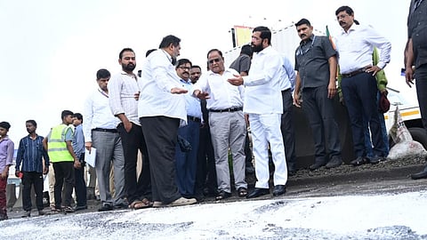 CM Eknath Shinde Inspected Thane Nashik Highway Mumbai Nashik road Potholes Inspection