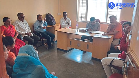 Members present in the special meeting organized in Gram Panchayat in the presence of Naib Tehsildar Chetan Kotkar