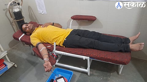 While donating blood at Devaziri, Dr. Anand Rathore