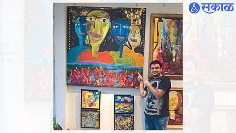Shivam with one of his unique and distinctive works of art.