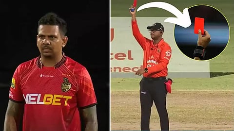Sunil Narine First Cricketer Red Card