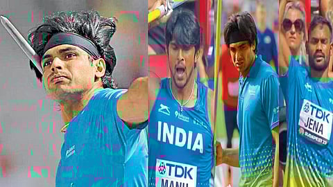 neeraj chopra storms into world championships final with 88 77m throw qualifies for paris olympics DP Manu Kishore Jena in final