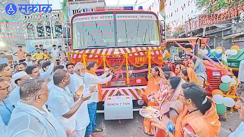 MLA Chandrakant Patil while inaugurating vehicles with fire extinguishers