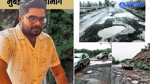 Hemant Dhome’s tweet sharing photos of the Mumbai-Goa highway