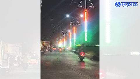 Attractive lighting done by the municipality under the 'Meri Mitti Mera Desh' campaign.