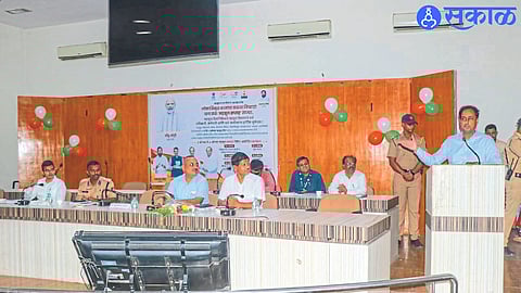 Collector Ayush Prasad speaking at the program held on Tuesday on the occasion of Revenue Day.