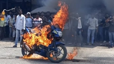 Bhokardan Bandh Bike Burnt