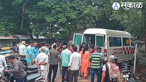 Teachers and parents taking injured students in an ambulance after being attacked by monkeys at Kendriya Vidyalaya in Ordnance Factory Colony