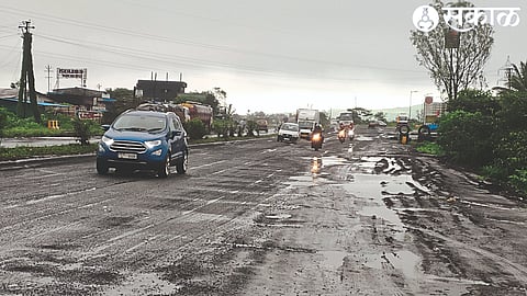 Pits lying on the bypass near Pimpri Phata. In the second photo, the devastation near Sinnar Chauphuli