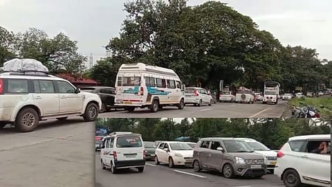 Huge traffic jam on Pali Khopoli State Highway return from konkan