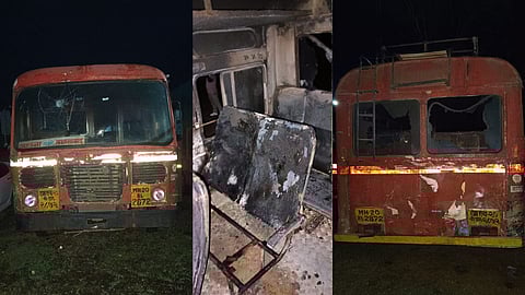 crime attack stones pelted msrtc bus at Jawkheda Pati tried to set it on fire marathwada