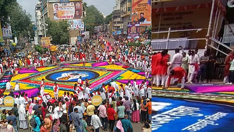Ganpati visarjan 2023 Pune Ganesh Festival Rangoli
