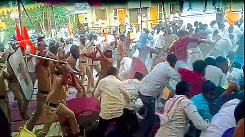 maratha quota protest turns violent in jalna maharashtra police injured lathicharge