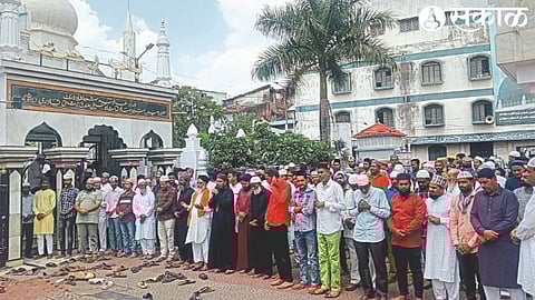 Muslim brothers reciting a special community link for rain