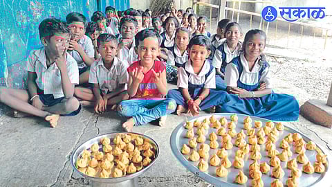 Modak prepared for Zilla Parishad school students.