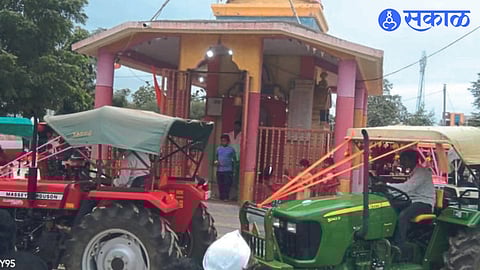 Taking the tractor as a bull instead of a bullock, it is circumambulated around the Maroti temple.