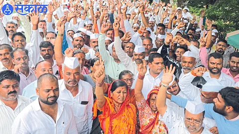 Aggrieved farmers participating in a march for various demands by landholders on the Surat-Chennai greenfield route on Monday. (Photo: Somnath Kokre)