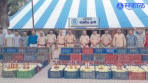 While inspecting the liquor stock seized by the city police Superintendent of Police Sanjay Barkund, Deputy Superintendent of Police Sachin Hire, Inspector A. S. Agarkar etc.