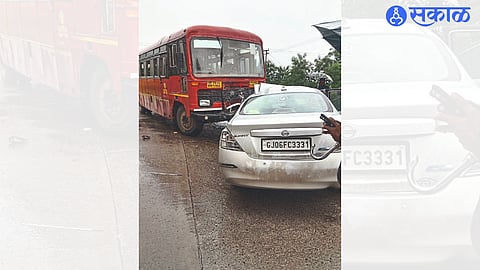 Nashik bound bus and car collide